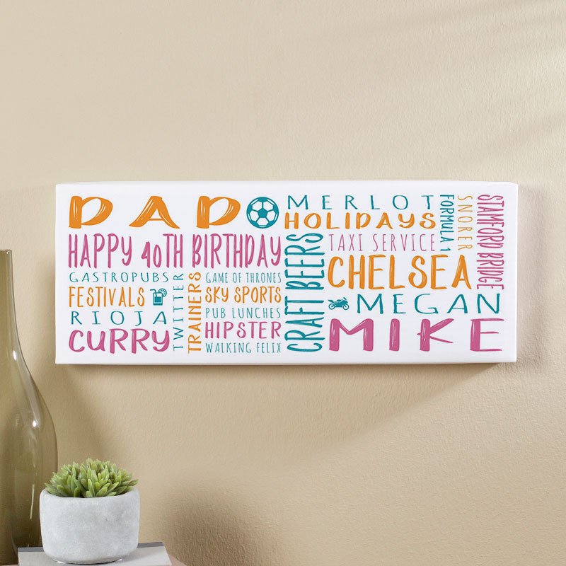 birthday gift ideas for 40 year old man personalised panoramic word art print