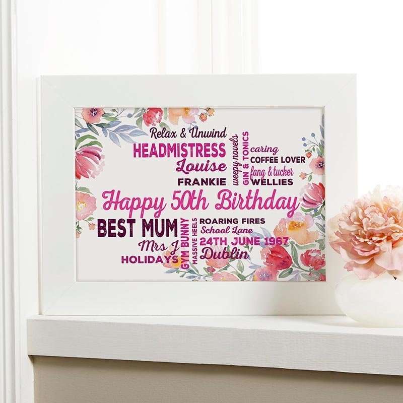 Personalised gift print for 50th birthday present