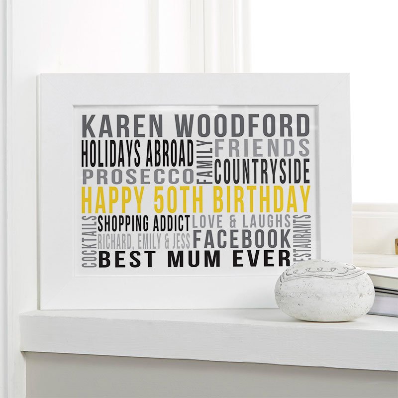 personalised gifts for her 50th birthday word print landscape likes