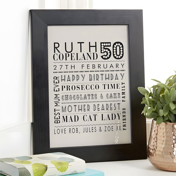 Personalised 50th Birthday Present Ideas For Her | Chatterbox Walls