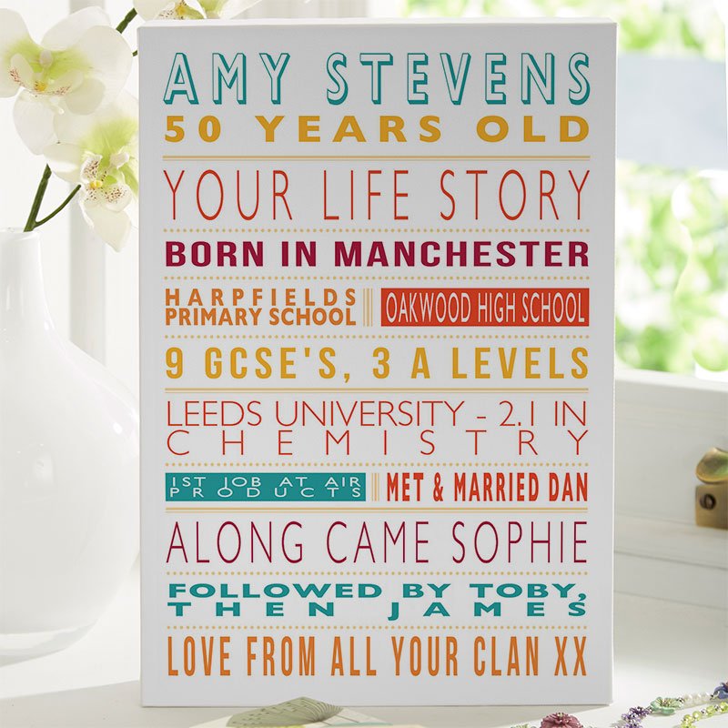 50th birthday present ideas for her personalised life story