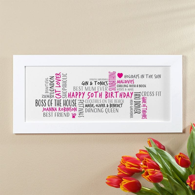 50th birthday unique gift for her word cloud picture
