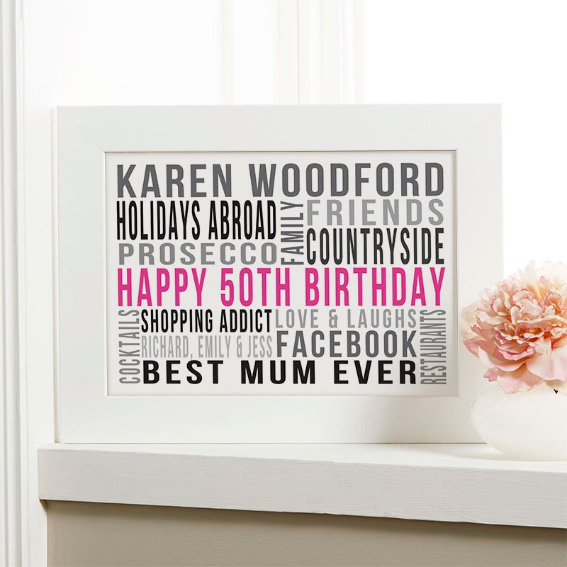 50th birthday gift ideas for her personalised print landscape likes