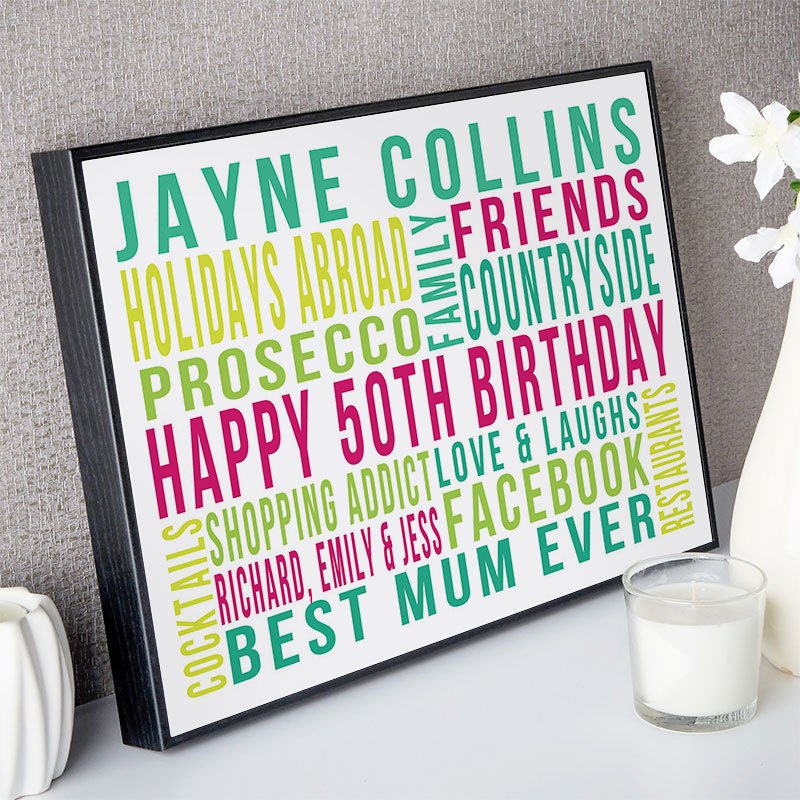50th birthday present for her personalised word print landscape likes