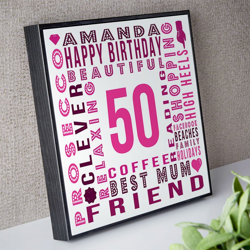 50th birthday gift for her personalised wall art picture year of birth