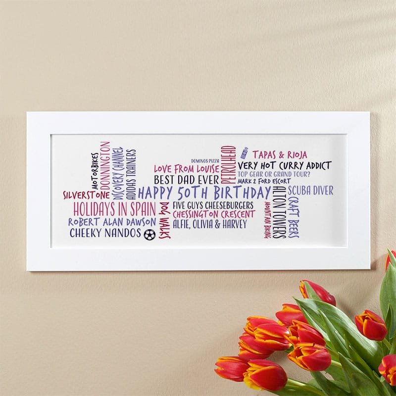 50th birthday unique gift for husband word cloud picture