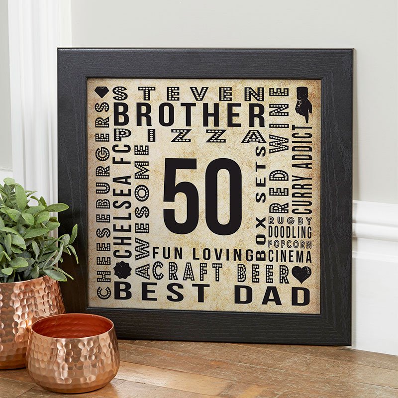 50th birthday gift ideas for him personalised year of birth age picture print