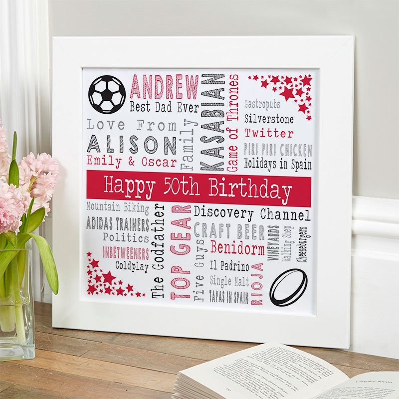 50th birthday gift ideas for him personalised square corners