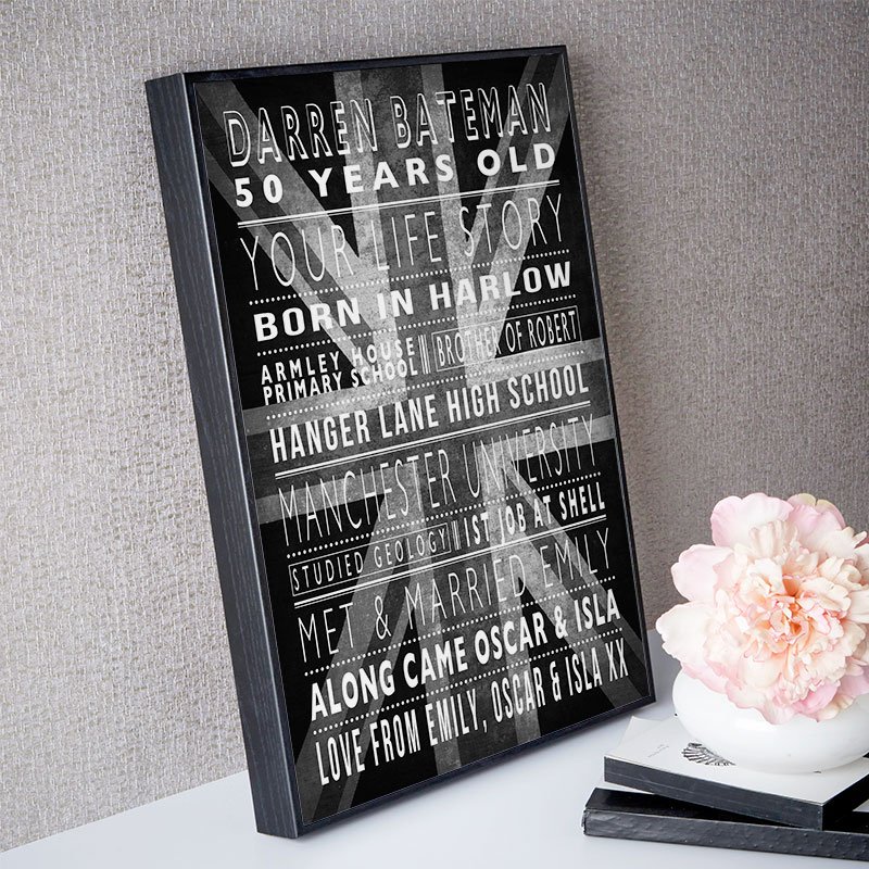 50th birthday present ideas for him personalised life story