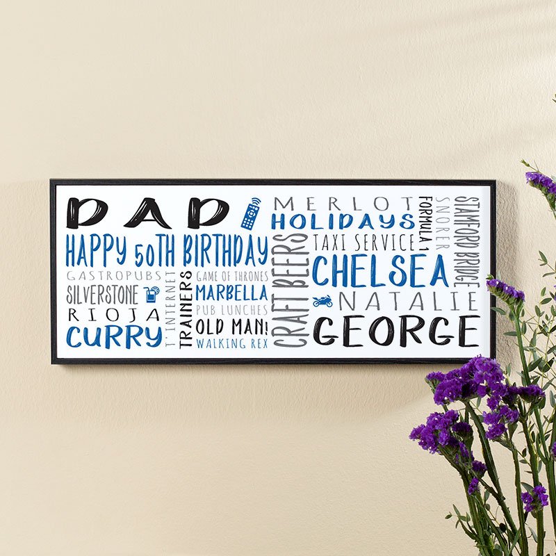 50th birthday gift ideas for him wall art personalised panoramic print