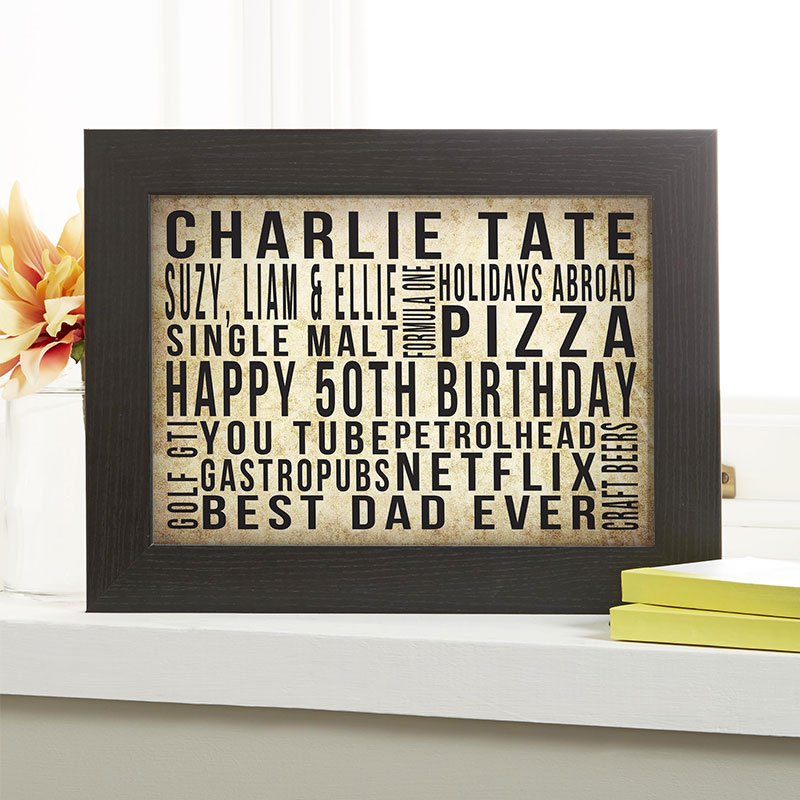 50th birthday gift ideas for him personalised print landscape likes