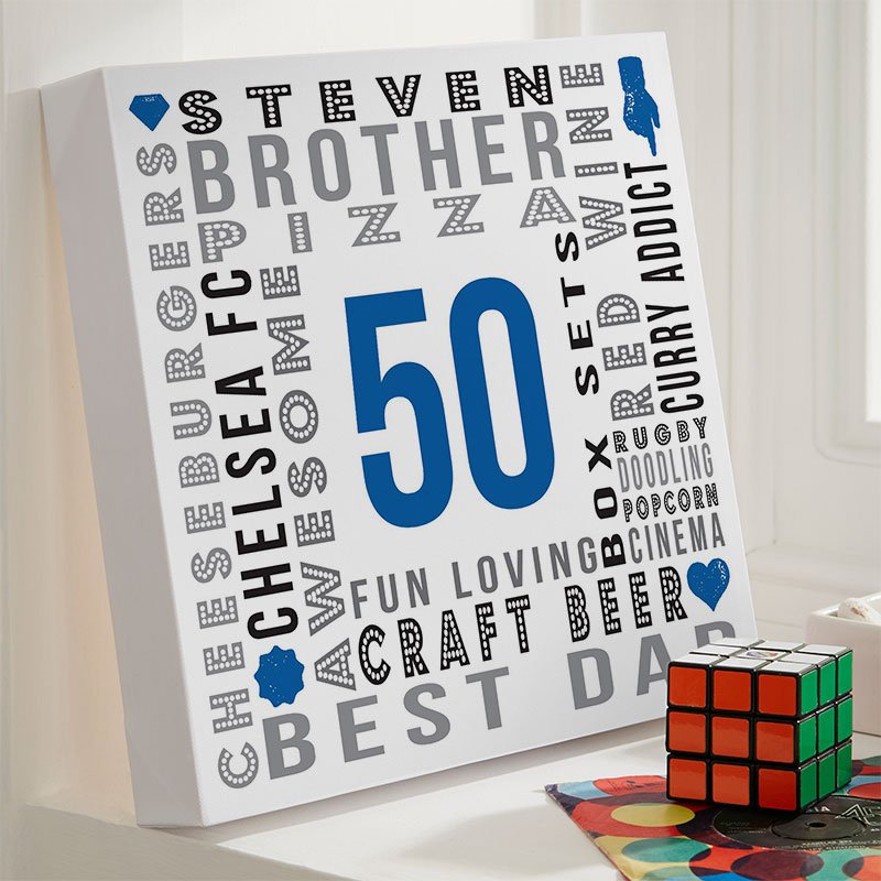 personalised 50th birthday present for him year of birth wall art print
