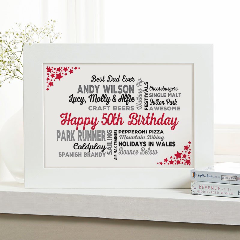 unusual 50th birthday gift for him framed picture