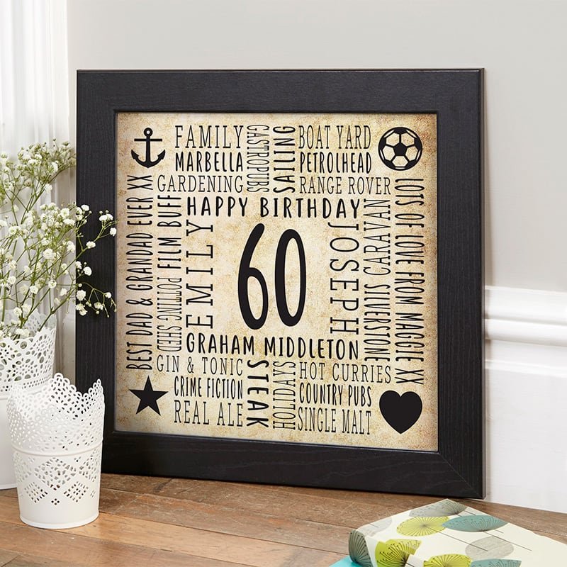 birthday gift for 60 year old husband personalised picture