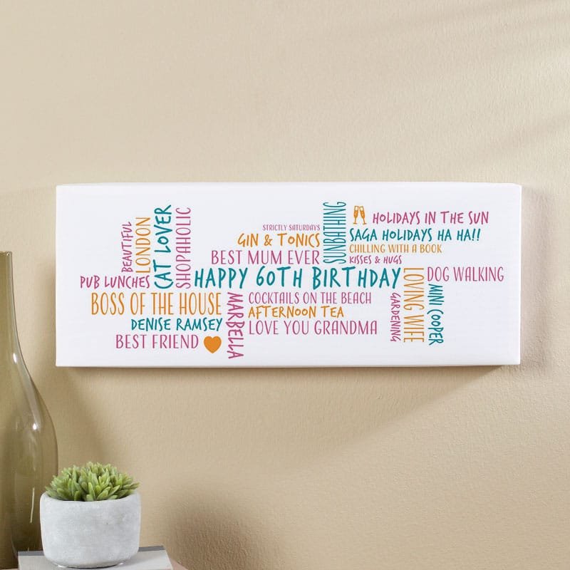 60th birthday mum gift idea personalised word cloud text