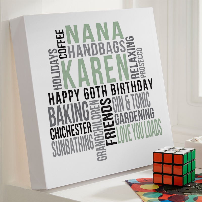 wife 60th birthday present ideas personalised word print square likes