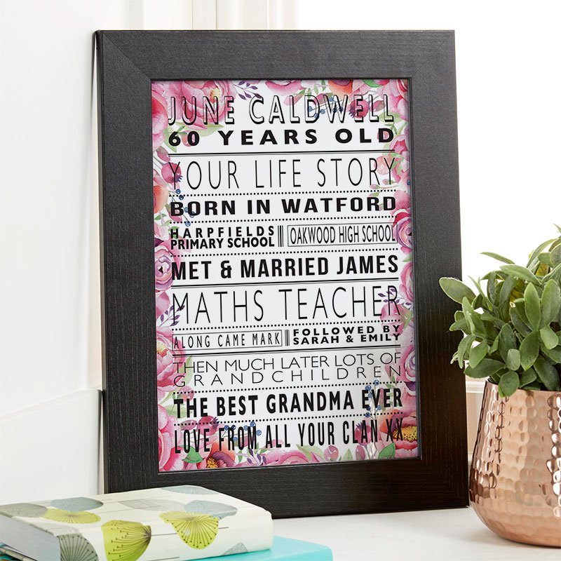 60th birthday present ideas for her personalised life story
