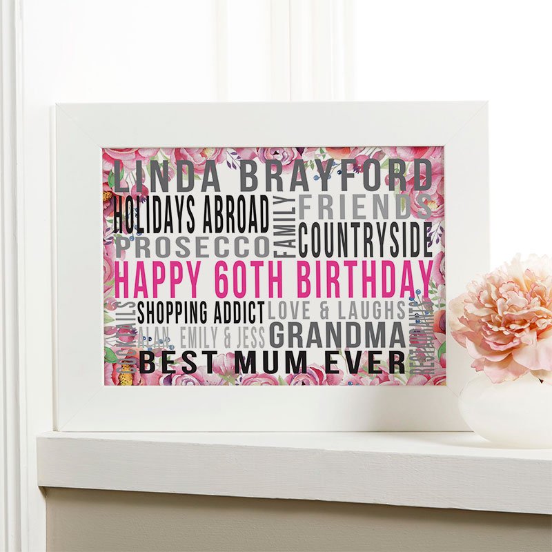 60th birthday gift ideas for her personalised print landscape likes