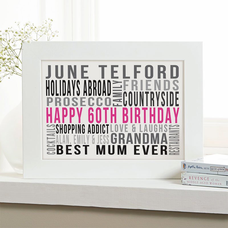 60th birthday present for her personalised word print landscape likes
