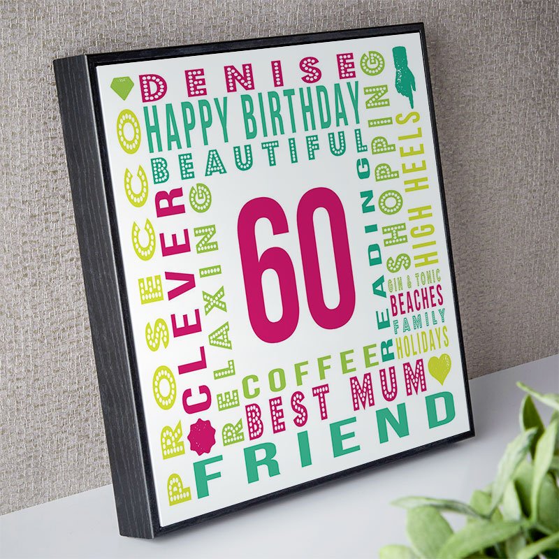 personalised 60th birthday present for her year of birth wall art canvas print