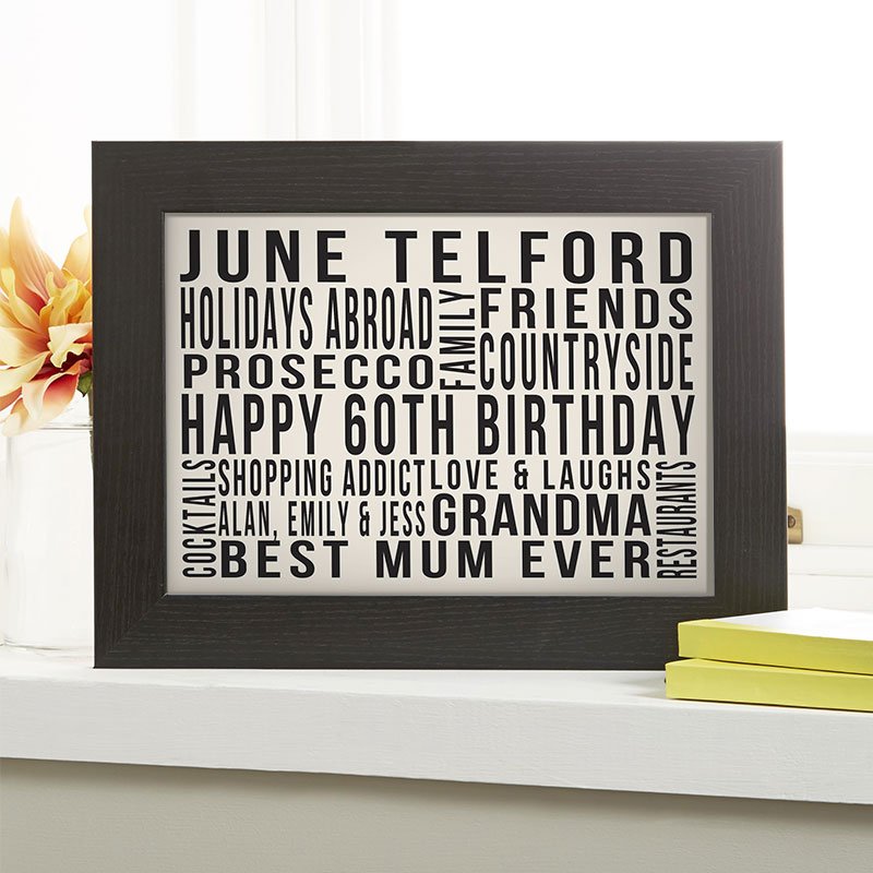 60th birthday present for her personalised word print landscape likes