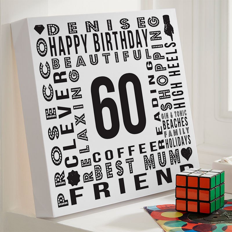 60th birthday gift for her personalised wall art picture year of birth