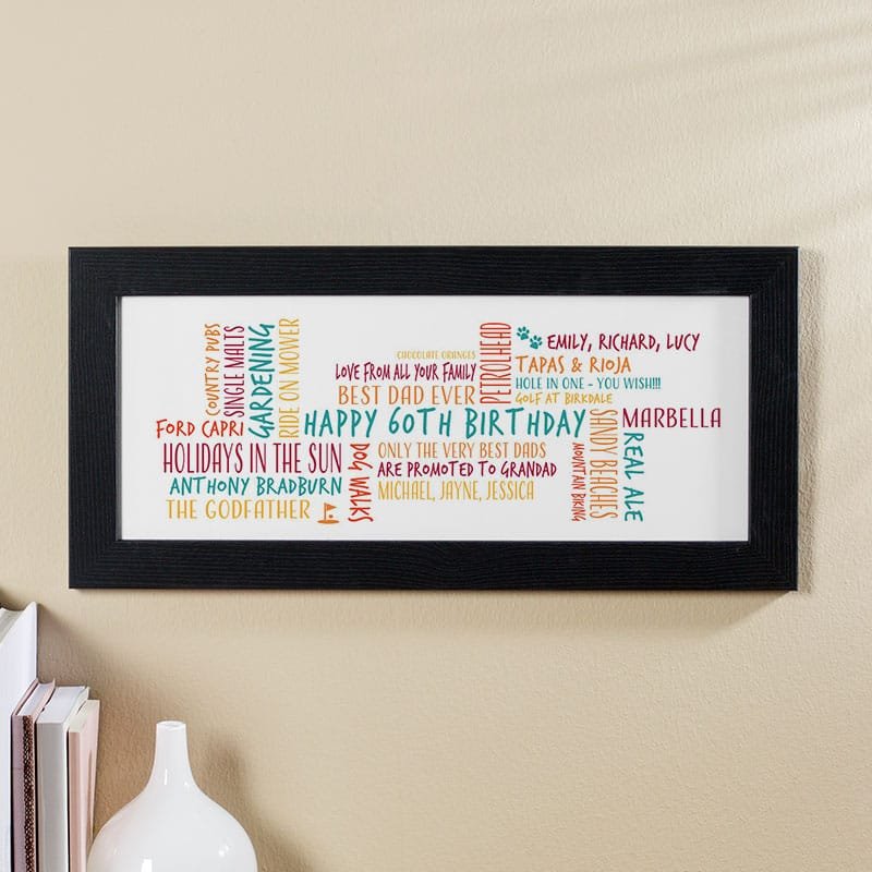 60th birthday unique gift for husband word cloud picture