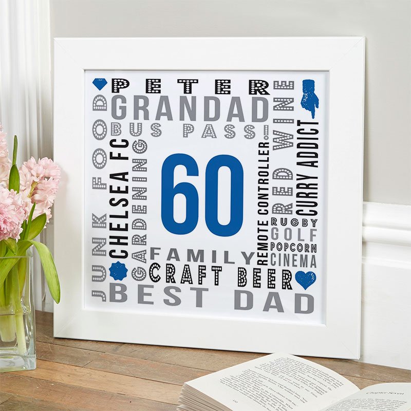 unique 60th birthday gift for him personalised word picture year of birth
