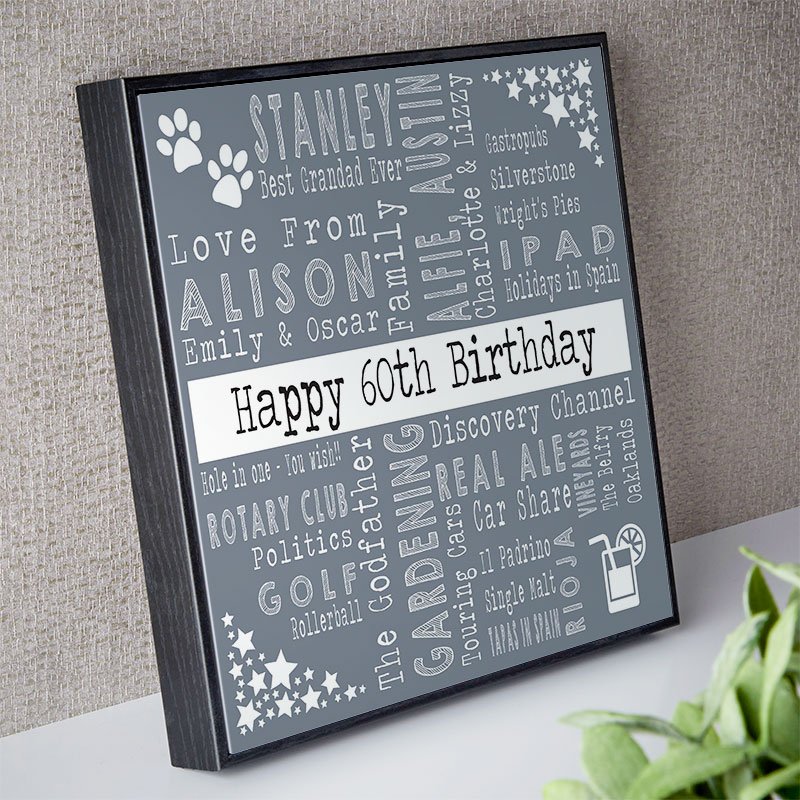 personalised 60th birthday gift for him unique picture print square corner