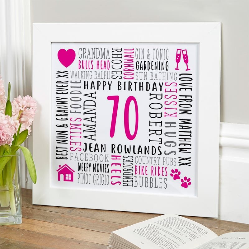 70th birthday gift personalised picture 