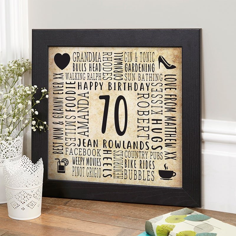 70th birthday gift ideas for wife personalised picture