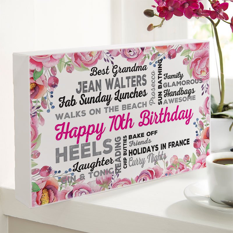 personalised 60th birthday gift for her typographic wall art print