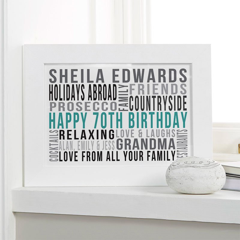 personalised gifts for her 70th birthday word print landscape likes