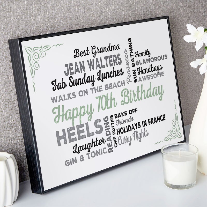 unique 60th birthday gift for her typographic wall art print