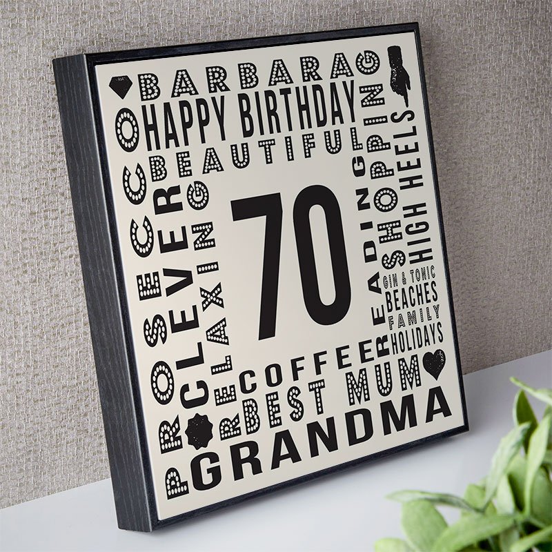 70th birthday gift ideas for her personalised year of birth age picture print