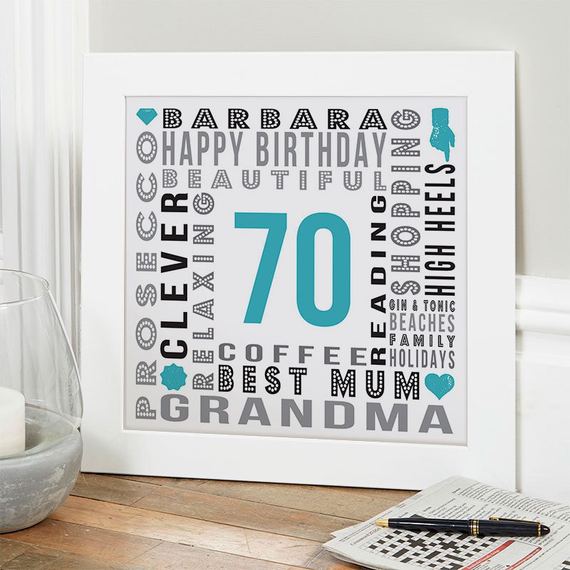 personalised 70th birthday present for her year of birth wall art canvas print