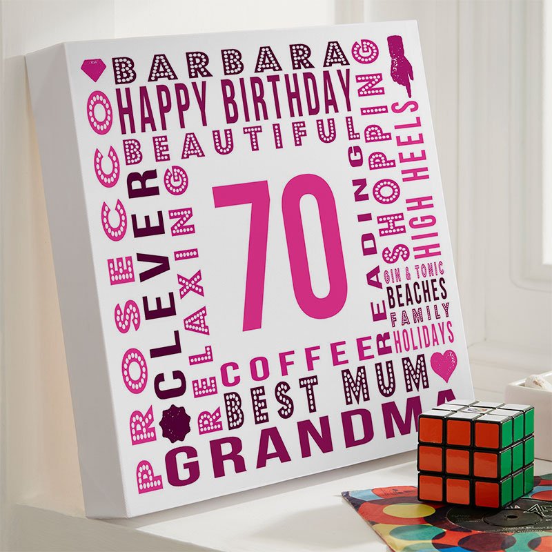 70th birthday gift for her personalised wall art picture year of birth