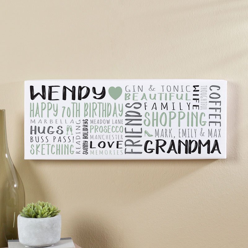 birthday gift ideas for 70 year old woman personalised panoramic word art print
