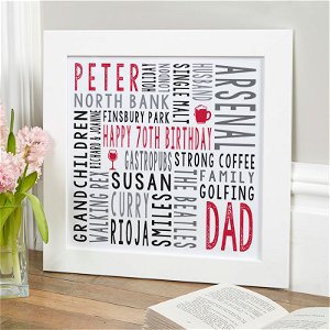 70th birthday gift for him personalised