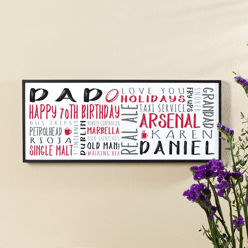 70th birthday gift ideas for him wall art personalised panoramic print