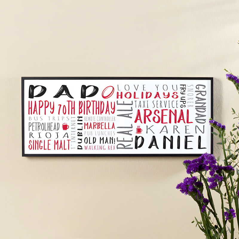 Personalised 70th Birthday Ts Of Word Art Chatterbox Walls