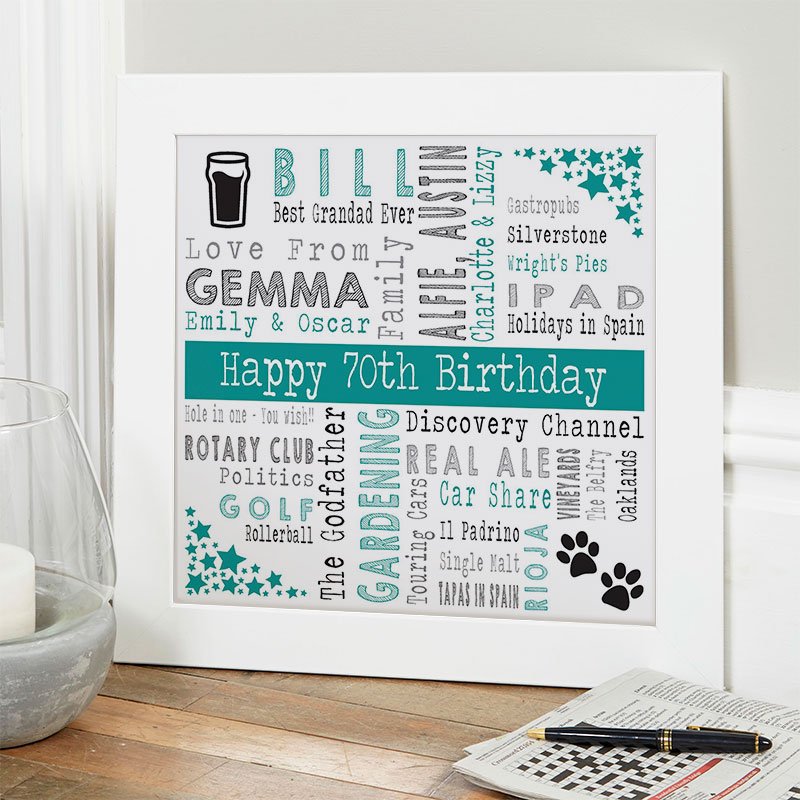 personalised 70th birthday unique gift for him