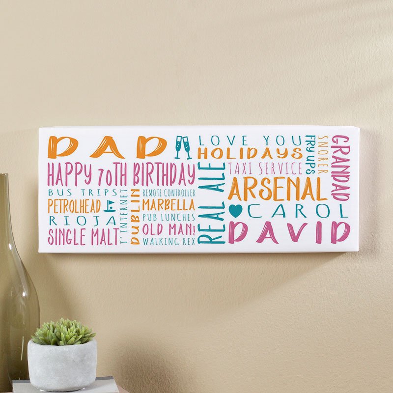 birthday gift ideas for 70 year old man personalised panoramic word art print
