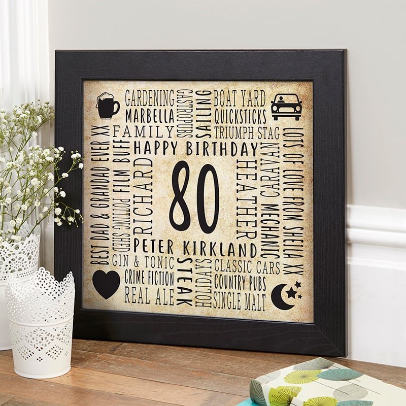 birthday gift for 80 year old husband or dad personalised picture