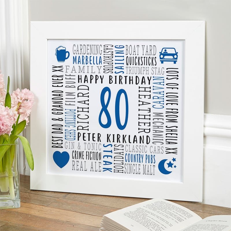 80th birthday personalised gifts for men personalised word picture