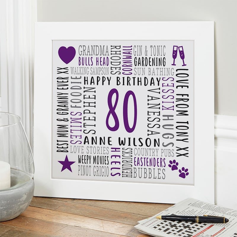 80th birthday gift personalised picture 