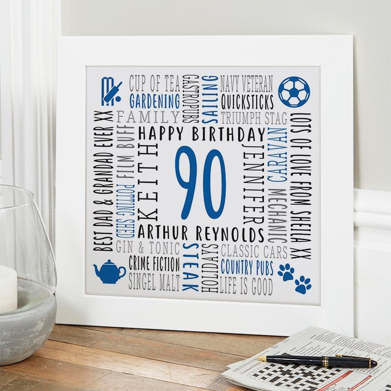90th birthday personalised gifts for men personalised word picture