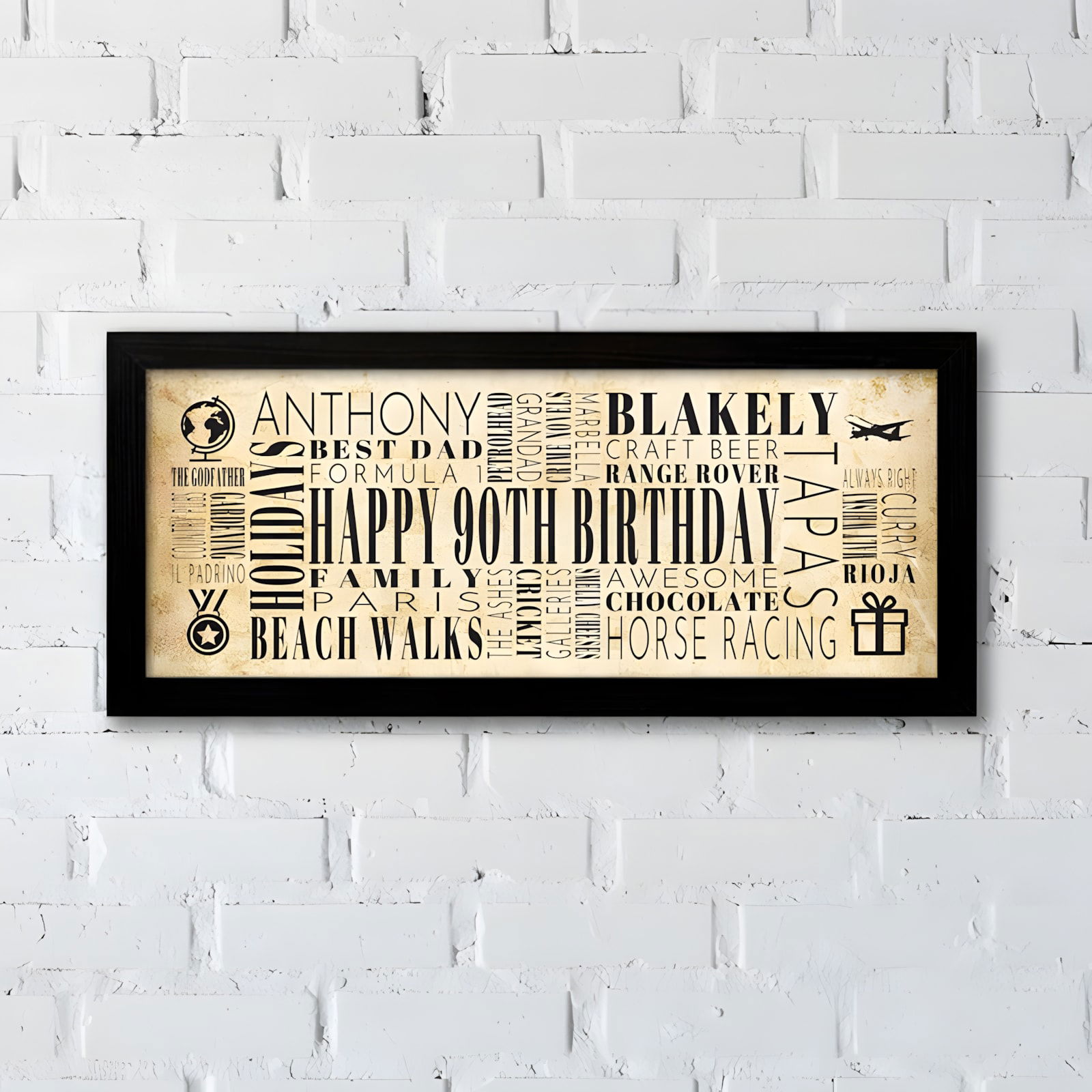 ninetieth birthday present framed print