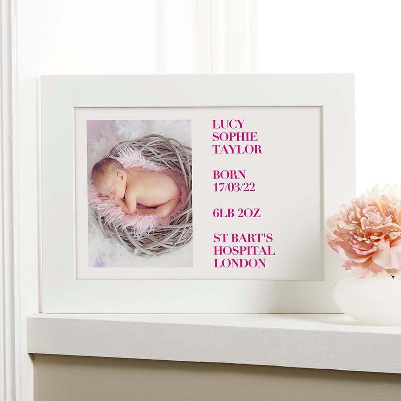 baby photo wall art with unique text