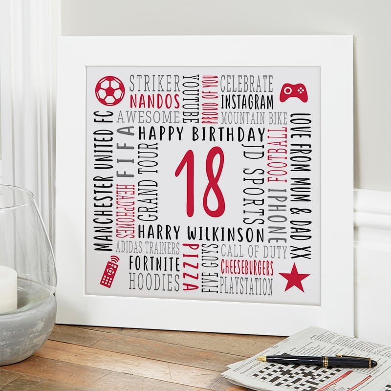 personalised18th birthday gifts for him word frame